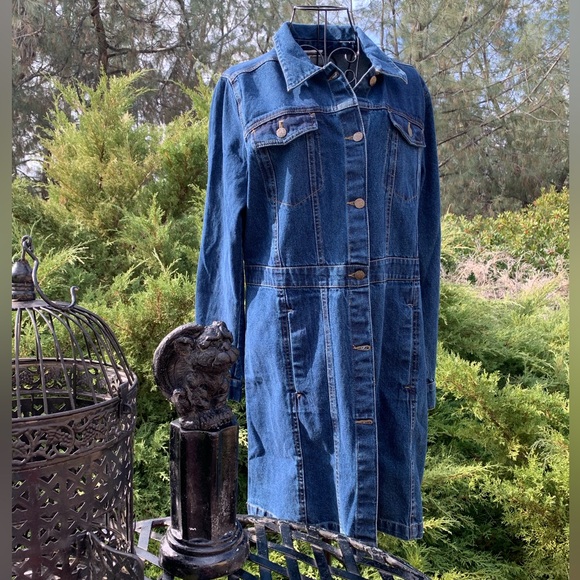 NorthStyle Jackets & Blazers - North Style knee length blue Jean denim trench jacket vintage dress